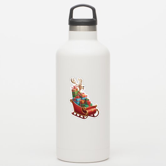 Festive Christmas Reindeer Sticker (Wassserflasche)