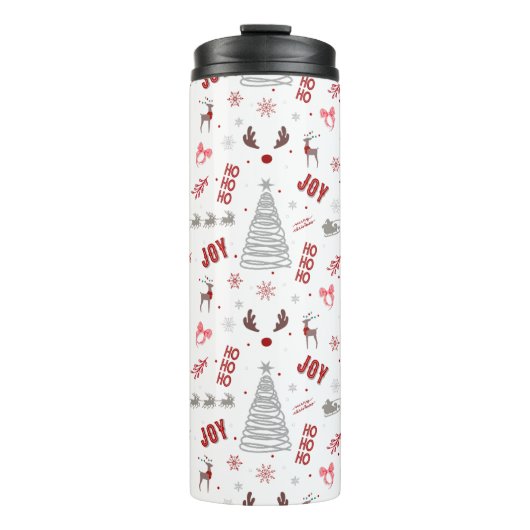 Festive Christmas – Santa, Reindeer & Joy Design Thermosbecher (Vorderseite)