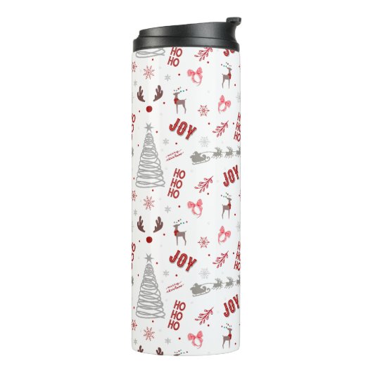 Festive Christmas – Santa, Reindeer & Joy Design Thermosbecher (Nach links gedreht)