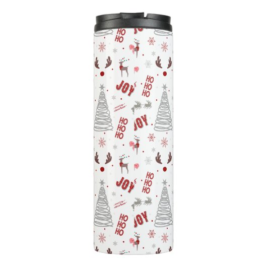 Festive Christmas – Santa, Reindeer & Joy Design Thermosbecher (Rückseite)
