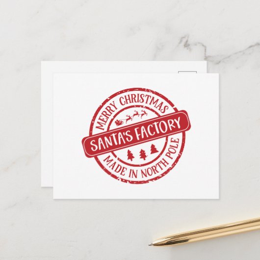 Festive Christmas Santa's factory  Feiertagspostkarte (Vorderseite/Rückseite Beispiel)