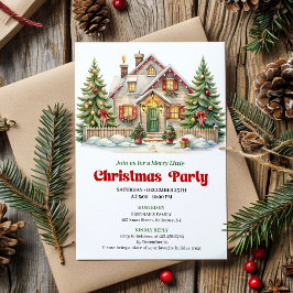 Festive Christmas Scene Red Green Holiday Invite Einladung