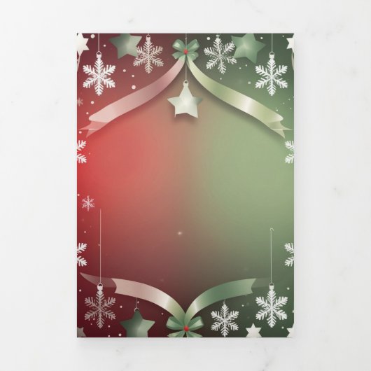 Festive Christmas Snowflake Frame with Stars Dreifach Gefaltete Karte (Cover)