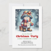 Festive Christmas snowman invite kids editable Einladung (Vorderseite)