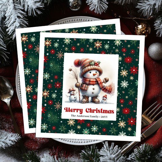 Festive Christmas Snowman Napkins Editable Kids Serviette