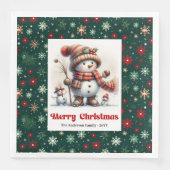 Festive Christmas Snowman Napkins Editable Kids Serviette (Vorderseite)