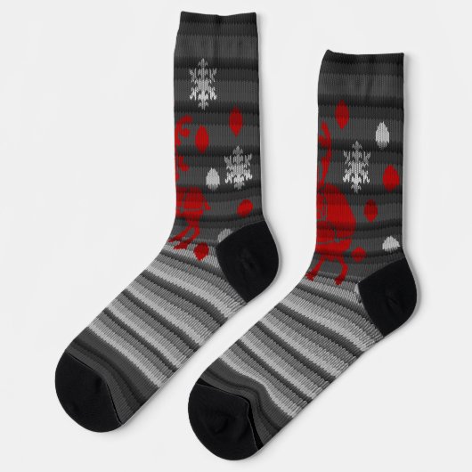 Festive Christmas Socks Reindeer Knit Print Socks Socken (Linkes Detail)