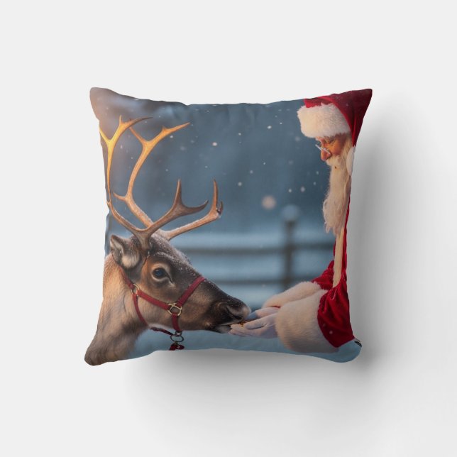 Festive Christmas Throw Pillow, Reindeer & Snowman Kissen (Rückseite)