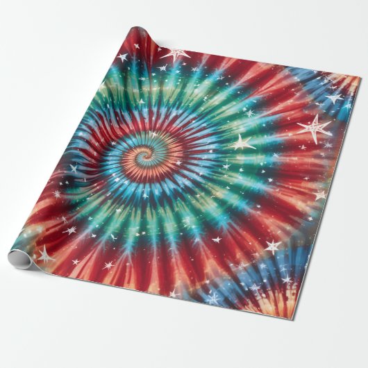 Festive Christmas Tie Dye Spiral Geschenkpapier (Ungerollt)