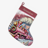 Festive Christmas train add name Großer Weihnachtsstrumpf (Vorderansicht (hängend))