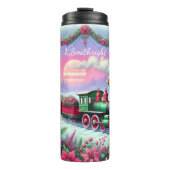 Festive Christmas Train Poinsettia Landscape Thermosbecher (Vorderseite)