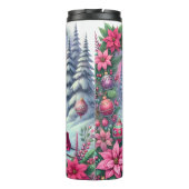 Festive Christmas Train Poinsettia Landscape Thermosbecher (Rückseite)