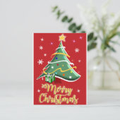 Festive Christmas Tree Holiday Greeting Card Postkarte (Stehend Vorderseite)