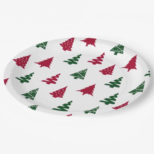 Festive Christmas Tree Paper Plates Pappteller (Schrägansicht)