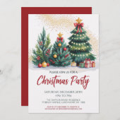 Festive Christmas Tree Party Invitation Einladung (Vorne/Hinten)