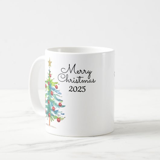 Festive Christmas Tree With Red Ornaments Kaffeetasse (Vorderseite Links)