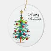Festive Christmas Tree With Red Ornaments Keramik Ornament (Links)