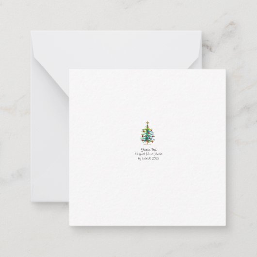 Festive Christmas Tree With Red Ornaments Mitteilungskarte (Rückseite)