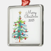 Festive Christmas Tree With Red Ornaments Ornament Aus Metall (Links)