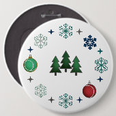 Festive Christmas Trees & Snowflakes Button (Vorne & Hinten)