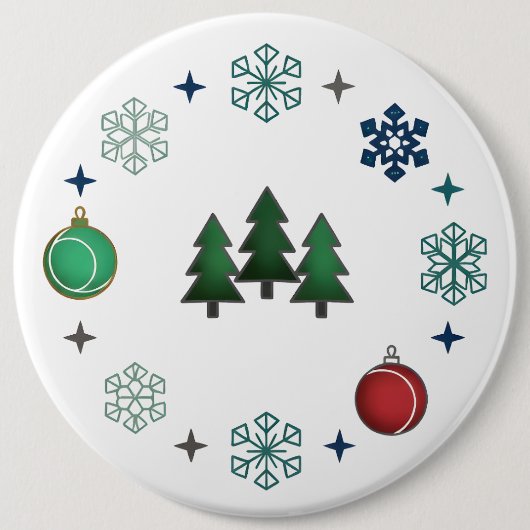 Festive Christmas Trees & Snowflakes Button (Vorderseite)