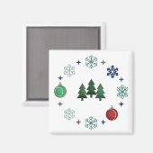Festive Christmas Trees & Snowflakes Magnet (Vorderseite/Rückseite)