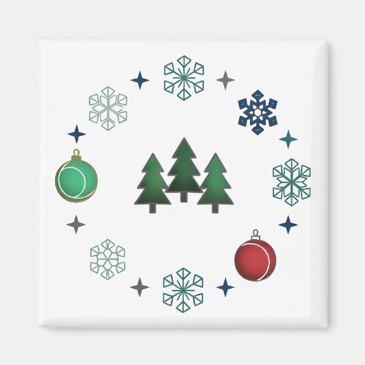 Festive Christmas Trees & Snowflakes Magnet (Vorne)