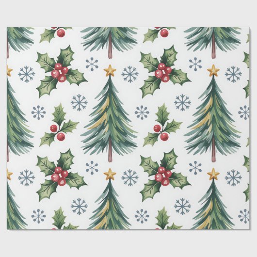 Festive Christmas Wrapping Paper Geschenkpapier (Flach)