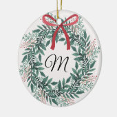 Festive Christmas Wreath Custom Initial and Photo Keramik Ornament (Links)