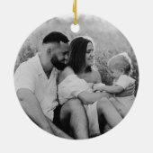 Festive Christmas Wreath Custom Initial and Photo Keramik Ornament (Hinten)