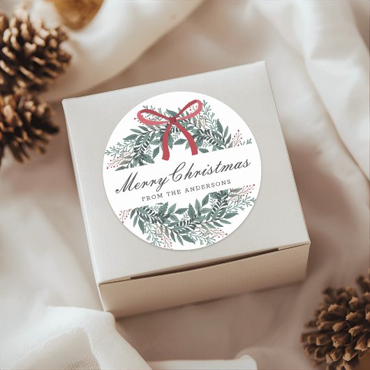 Festive Christmas Wreath Holiday Gift Runder Aufkleber