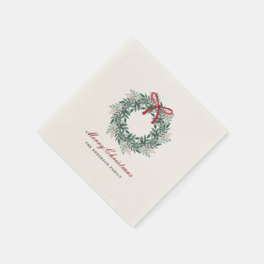 Festive Christmas Wreath Holiday Party Serviette (Ecke)
