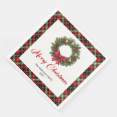 Festive Christmas Wreath in Red Green Plaid Serviette (Ecke)