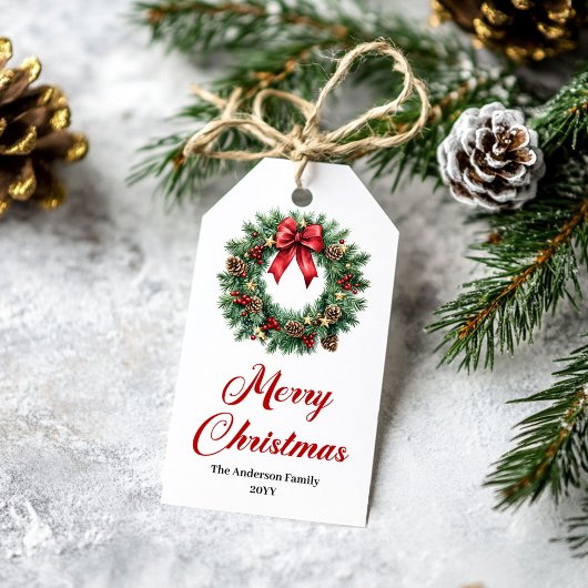Festive Christmas Wreath Personalized Tags Geschenkanhänger
