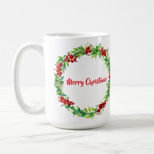 Festive Christmas wreath with red berries Kaffeetasse (Links)