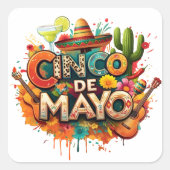 Festive Cinco de Mayo Square Sticker (Vorderseite)