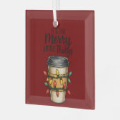 Festive Coffee Cup Christmas Sticker Ornament Aus Glas (Vorderseite links)