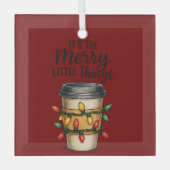 Festive Coffee Cup Christmas Sticker Ornament Aus Glas (Vorderseite)