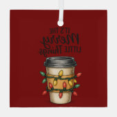 Festive Coffee Cup Christmas Sticker Ornament Aus Glas (Rückseite)