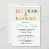 Festive Colorful Christmas Eat Drink & Be Merry Einladung (Vorderseite)