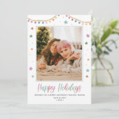 Festive & Colorful Happy Holidays Photo Card Einladung (Stehend Vorderseite)