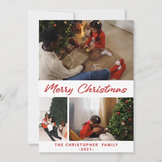 Festive Confetti Frohe Weihnachten 3 Foto Collage (Vorderseite)