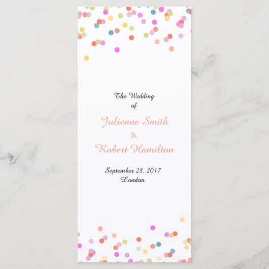 Festive Confetti Hochzeit Programm (Vorderseite)