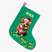 Festive Corgi Dog Custom Pet Großer Weihnachtsstrumpf (Vorderansicht (hängend))