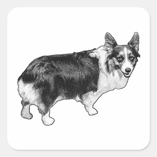 Festive Corgi Pop-Seal Quadratischer Aufkleber (Vorderseite)