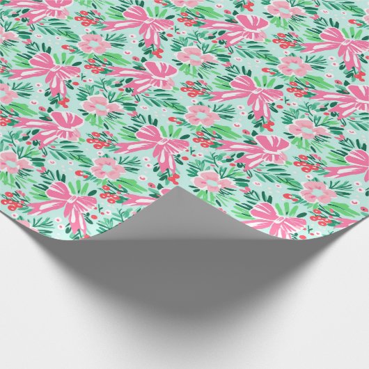 Festive Cozy Bows Holiday Christmas Geschenkpapier (Ecke)