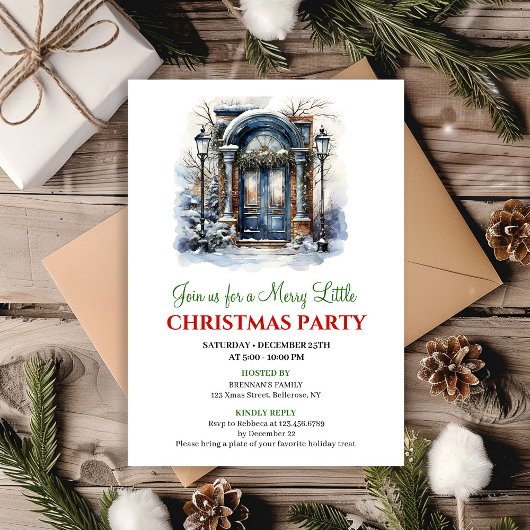 Festive cozy Christmas scene party invitation Einladung