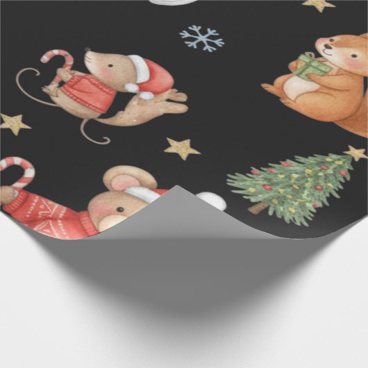 Festive Critters Holiday Gift Wrap Geschenkpapier (Ecke)