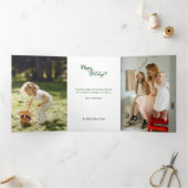 Festive Custom Merry Christmas Script Photo Dreifach Gefaltete Karte (Innenseite)