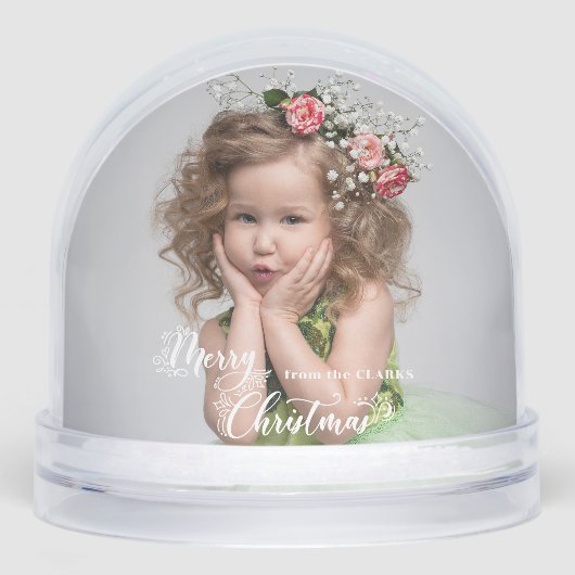 Festive Custom Merry Christmas Script Photo Schneekugeln (Vorderseite)